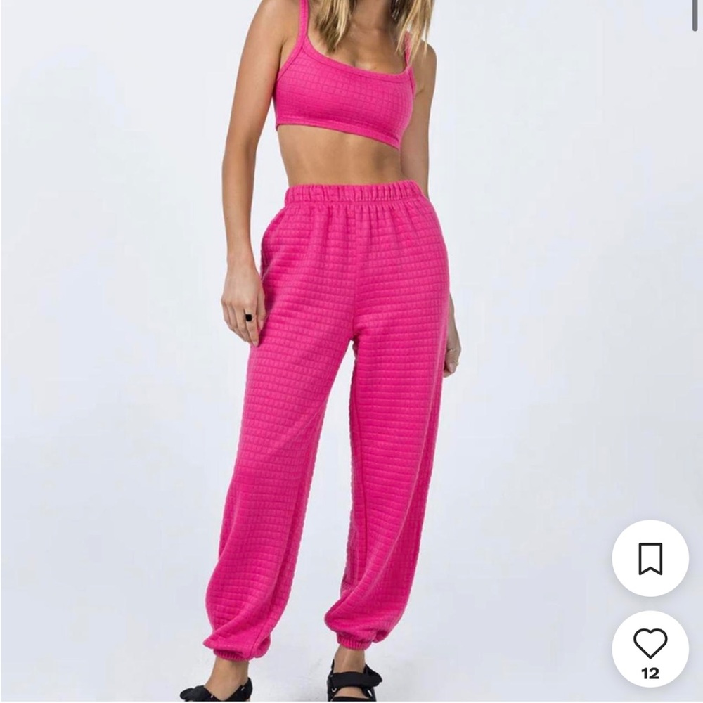 Princess Polly Hot Pink Textured Joggers Quilted